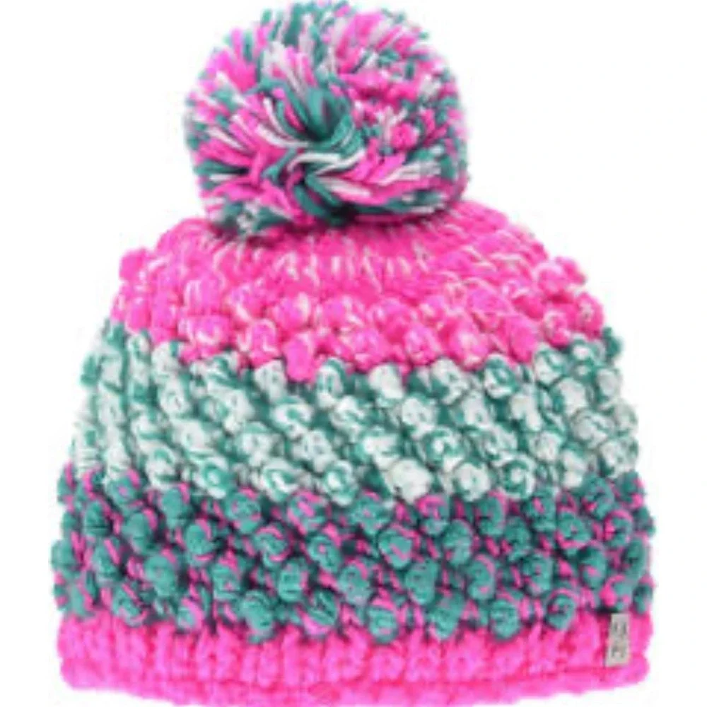 Girls Spyder Brrr Berry Beanie textured popcorn-stitch knit matching pom-pom top